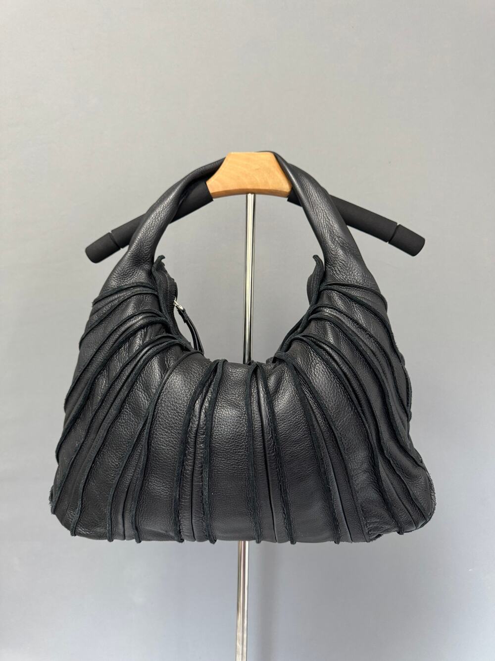 Vintage Saint Jack London Black Leather Hobo Shoulder Bag